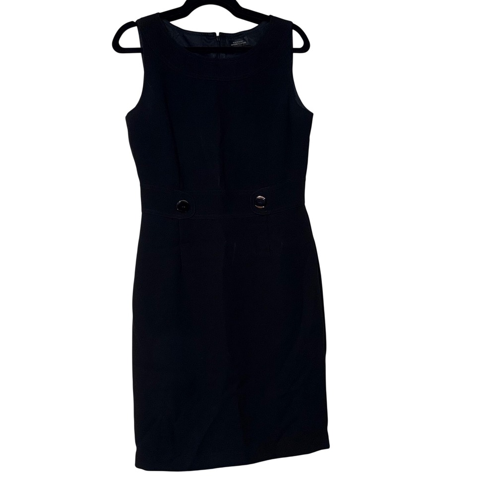 Tahari Arthur S. Levine Sheath Dress Womens 8 Navy Blue Textured Polyester